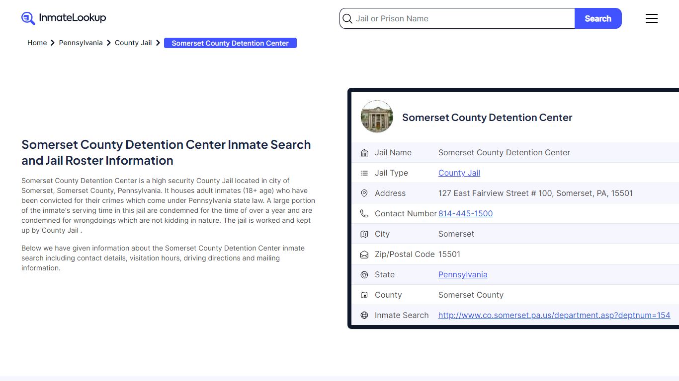 Somerset County Detention Center Inmate Search - Inmate Lookup